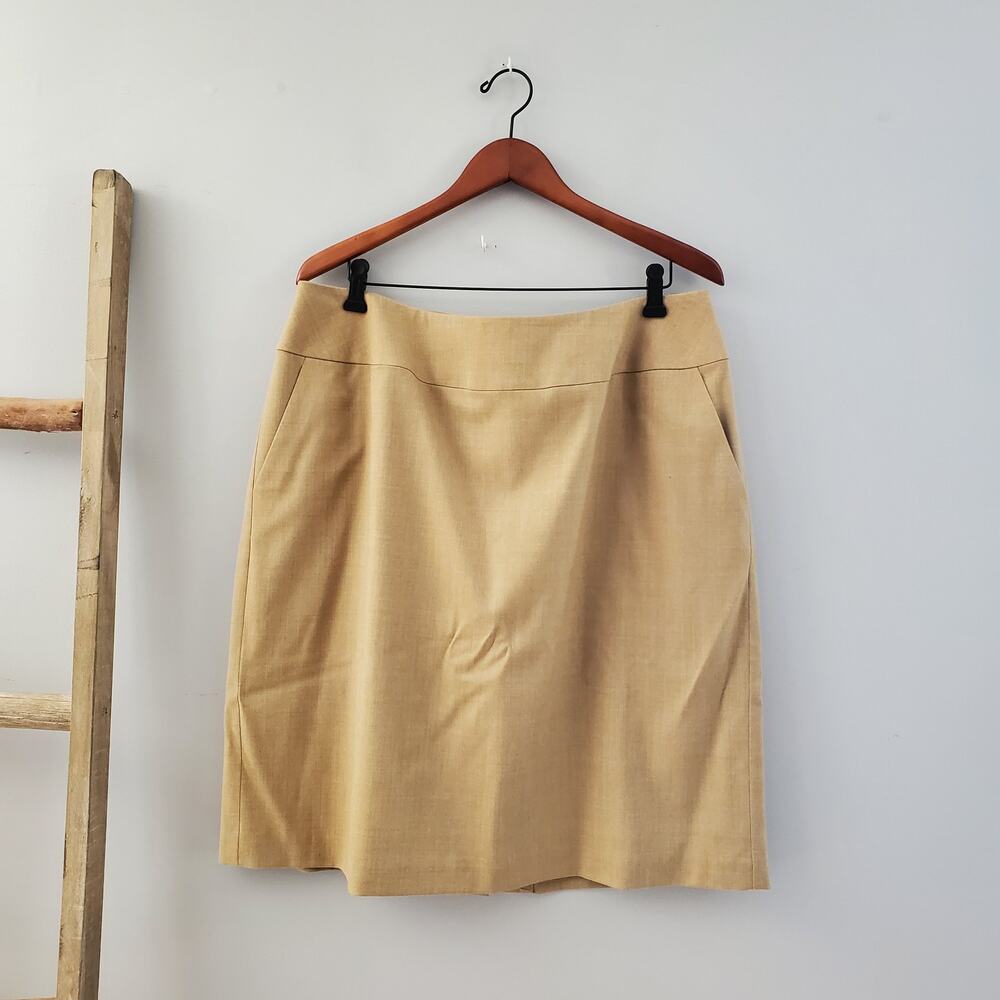 Talbots Woman Tan Wool Straight Pencil Skirt Size 18W